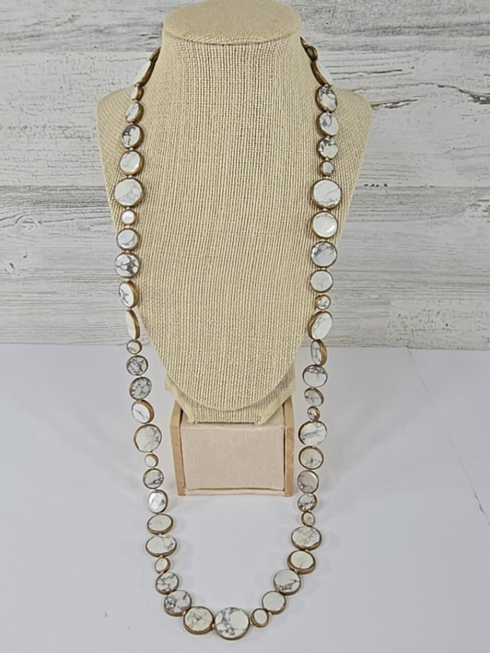 DP VVV Sterling Silver .925 Howlite Necklace White Marbled Stone Beads China ...